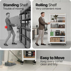 House White 24.4" W 5 Tier Rolling Storage Shelves Metal Cart