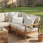 Mecatny Boho Outdoor Throw Pillow Covers 18x18 Set of 2 Black & Cream White