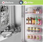 Magnetic Spice Rack for Refrigerator, 4 Pack Metal Strong Magnet Spice Organizer Shelves, Magnetic Fridge Shelf for Kitchen Seasoning Organizer Gadgets, Home Organization and Storage (Pink)