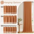 Guken Orange 100% Blackout Linen Curtains 108 Inch Length 2 Panels Set - Image 7