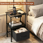 Floor Lamp with Table Set of 2, Charging Station, Black, 15" W