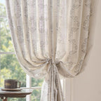 jinchan Linen Floral Curtains for Living Room 63 Inch Length Gray Flower - Image 7