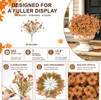Artificial Fall Flowers for Outdoors, 24 PCS UV Resistant Faux Daisy Mums