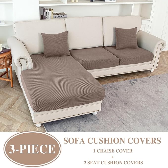 Couch Cushion Covers for Sectional Sofa L Shape Washable Separate Seat Chaise - Image 2
