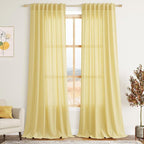 Yellow Linen Curtains 102 Inches Long by Nanspring