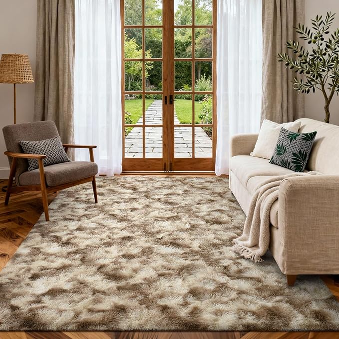 4x6 Ft Shag Area Rug for Bedroom Living Room, Tie-Dyed Ultra Soft Fluffy Furry by Cuzwlovita
