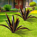 TOMBABY Enlarge Thickened Wind Resistant Metal Agave Garden Art Plant Country Sculpture Statue Outdoor Decoration Courtyard Lawn Ornament Gift (12 Leaves Green 1 pcs)