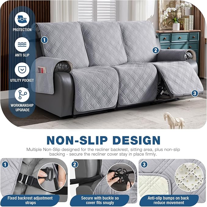 TAOCOCO 100% Waterproof Recliner Couch Cover, Non Slip Split Couch Covers - Image 4