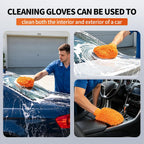 57'' Car Wash Brush with Long Handle Chenille Microfiber,3-in-1 Car Wash Mop Mitt Kit, Car Detailing Brush Cleaning Kit Window Squeegee for Cars RV Truck Boat