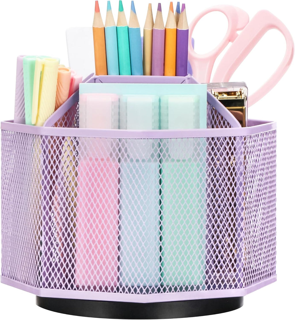 Exerz Desk Organizer 360 Rotating Pen Holder Storage Caddy Light Purple