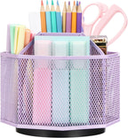 Exerz Desk Organizer 360 Rotating Pen Holder Storage Caddy Light Purple