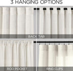 Nanspring Cream Linen Back Tab Curtains 86 Inch Length - Image 3