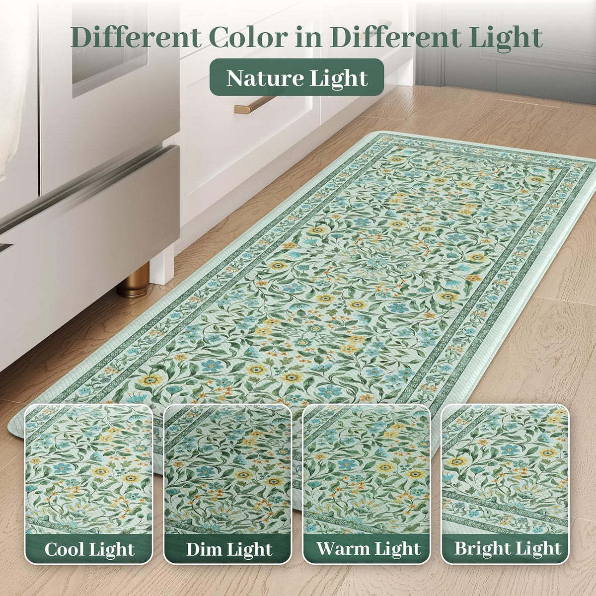 KIMODE Kitchen Mats for Floor Anti Fatigue, Blue Green Kitchen Floor Mats