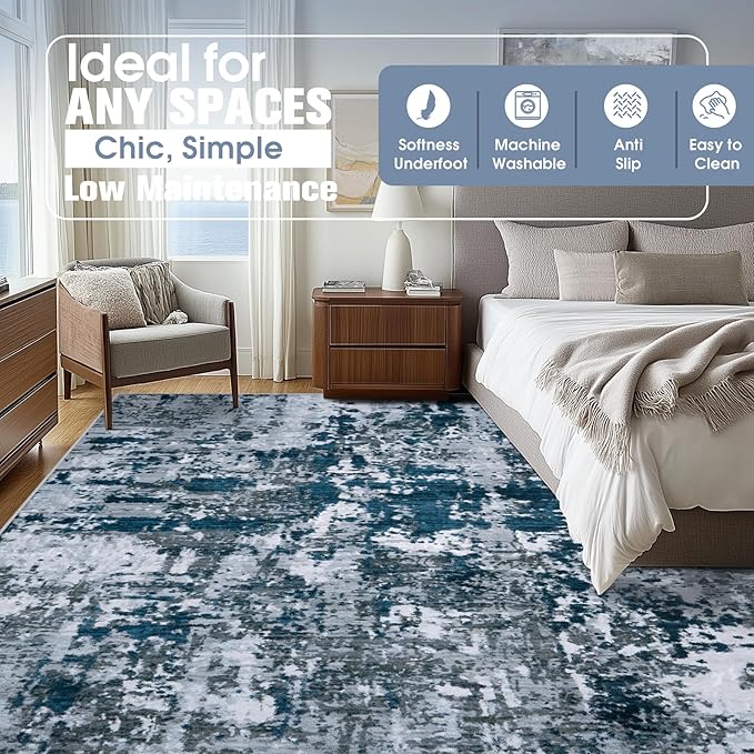 10x14 Area Rugs for Living Room Rug Washable: Abstract Large Rug Indoor Modern - Image 2