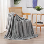 Grey Fleece Throw Blanket 60”×80” by linecooo