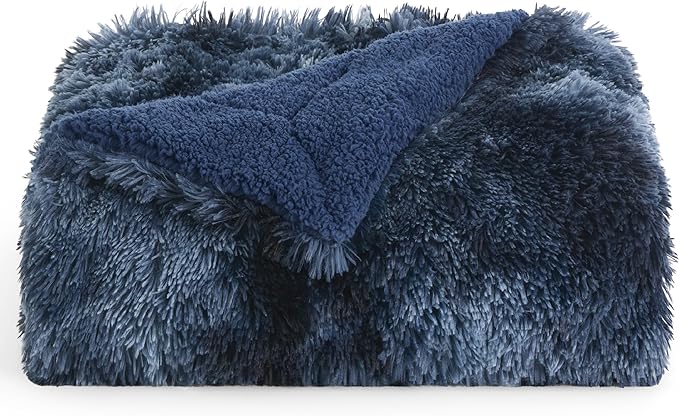 Bedsure GentleSoft Fluffy Navy Blue Throw Blanket, Tie Dye Blue Decor Navy Gifts - Image 7