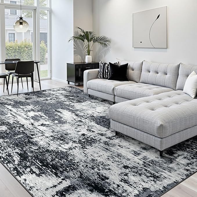 Washable Area Rugs 10'x14' Non-Slip Modern Abstract Soft - Image 2