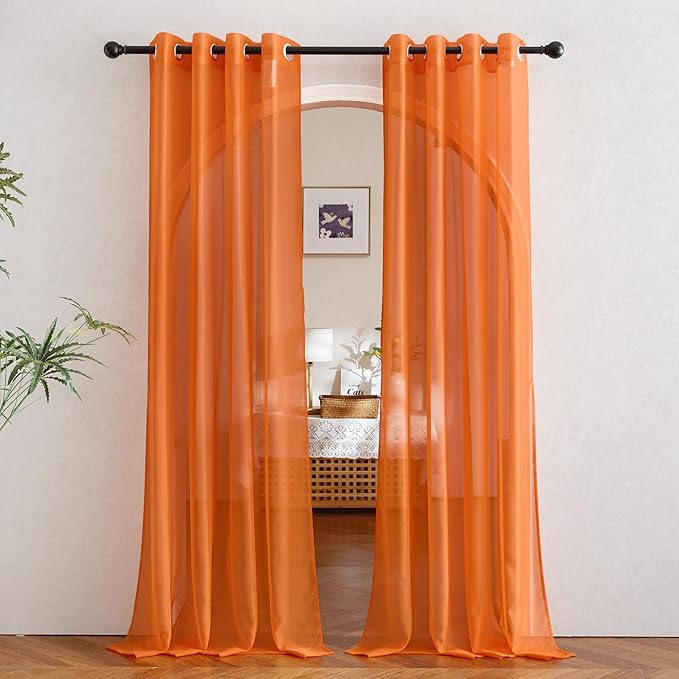 NICETOWN Orange Sheer Window Curtains by NICETOWN