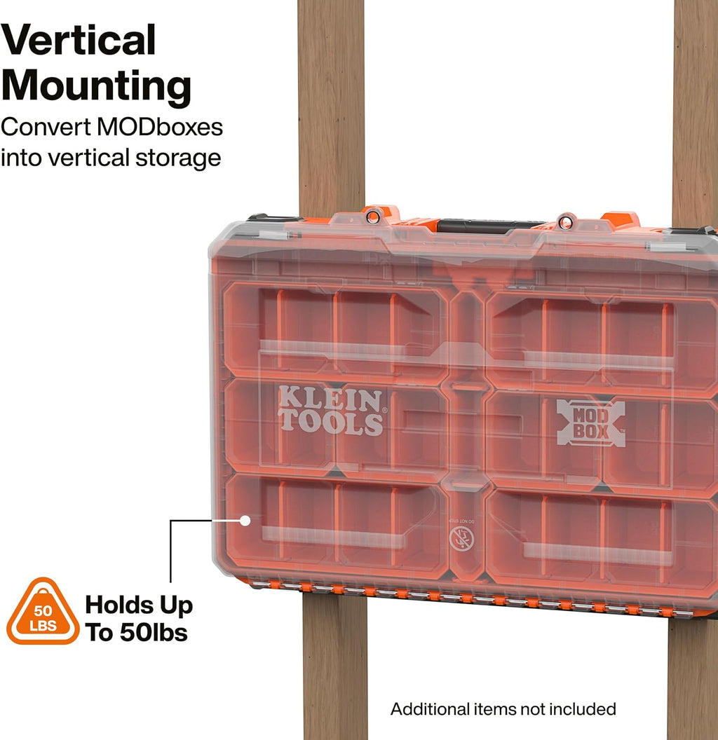 KLEIN TOOLS 54879MB MODbox Wall and Floor Mount, Modular Mounting Bracket Toolboxes, Compact and Full-Size Box Support, Vertical or Horizontal Installation, Durable Steel Organizer