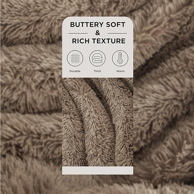 Bedsure GentleSoft Fluffy Light Chocolate Brown Throw Blanket, Soft Fuzzy - Image 2