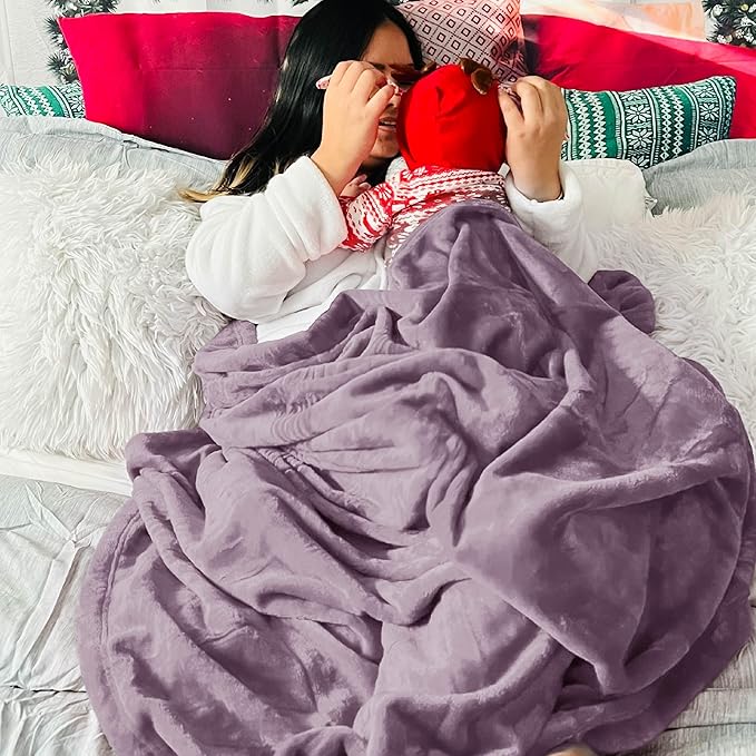 Bedsure GentleSoft Fleece Throw XL Blanket Fog Purple - Image 6