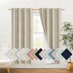 NICETOWN Taupe 100% Blackout Linen Curtains 72 inch Long Burg, Farmhouse Thick by NICETOWN
