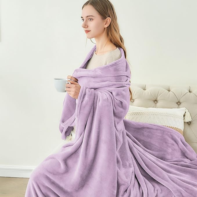 BEDELITE Fleece Blanket Lilac Throw Blankets - Image 4