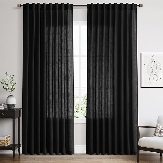 Nanspring Linen Curtains 84 Inch Length by Nanspring