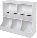 Badger Basket Combo Toy Storage Organizer and Bookshelf - Kids Storage Unit with 3 Removable Baskets, Open Shelves, Top Display Surface - Espresso