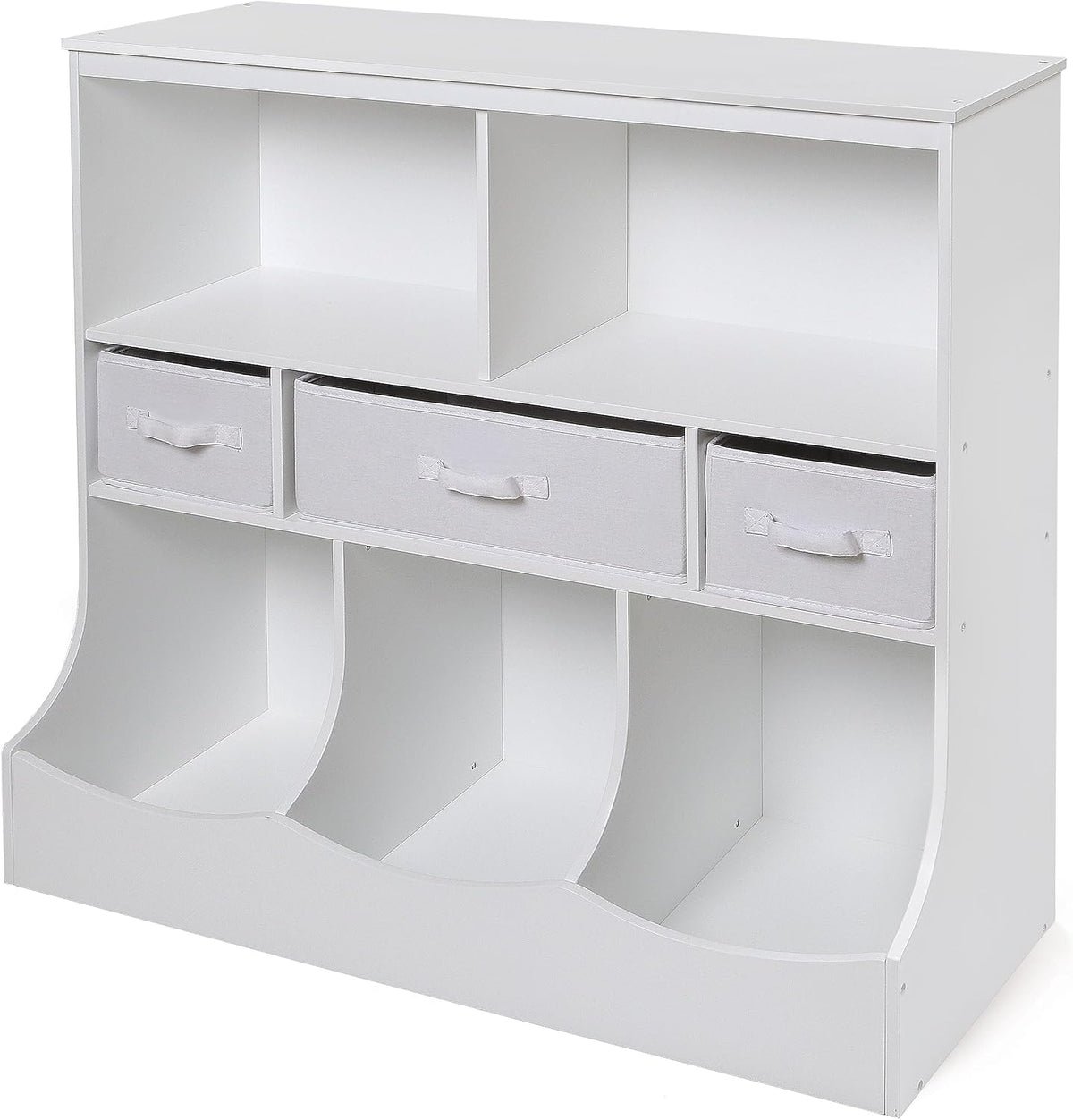 Badger Basket Combo Toy Storage Organizer and Bookshelf - Kids Storage Unit with 3 Removable Baskets, Open Shelves, Top Display Surface - Espresso