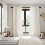 2 Panels Set Cream Linen Curtains 108 inches Long - Image 7