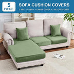 Couch Cover 3-Piece Elastic Velvet Couch Cushion Covers & Chaise Slipcovers - Image 3