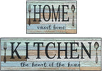 Kitchen Rugs Set of 2 Non Slip WashableVintage Wood Heart