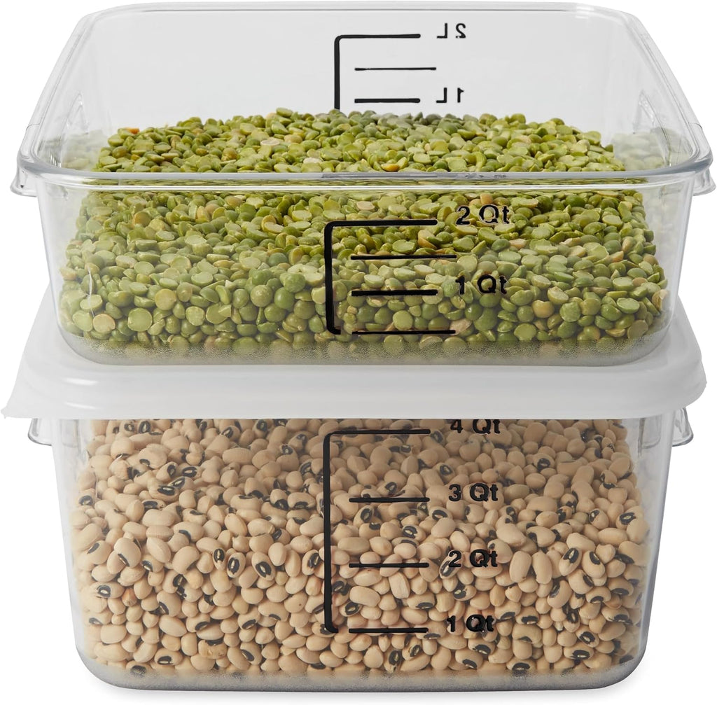 Rubbermaid Commercial Products, Space Saving Square Food Storage Container, 4 Quart, Clear, for Kitchen/Sous Vide/Meal Prep