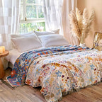 MSGKV Boho Throw Blanket for Bed 100% Cotton Floral Twin Size Couch Blanket - Image 5