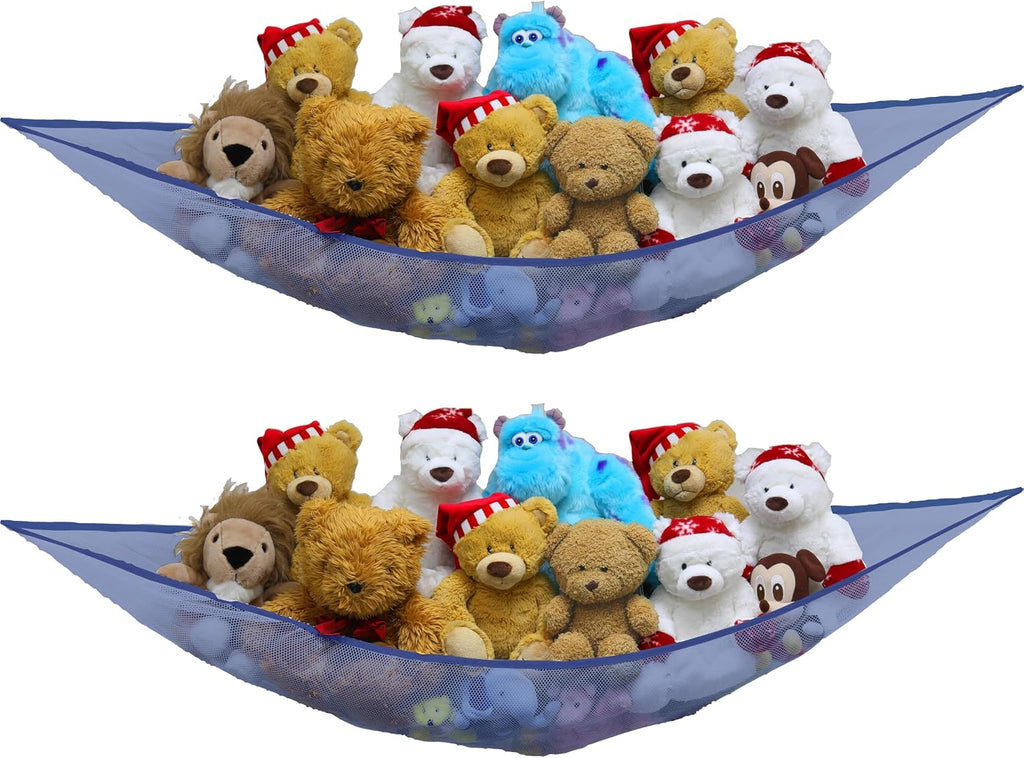 Simple Houseware 2 Pack Stuffed Animal Toy Hammock Net, Dark Blue