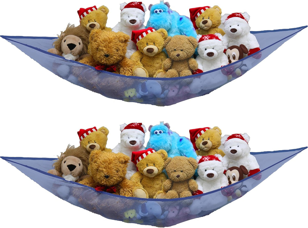 Simple Houseware 2 Pack Stuffed Animal Toy Hammock Net, Dark Blue