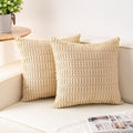 Pack of 2 Corduroy Decorative Throw Pillow Covers 20x20 InchSoft Boho Striped by Unknown