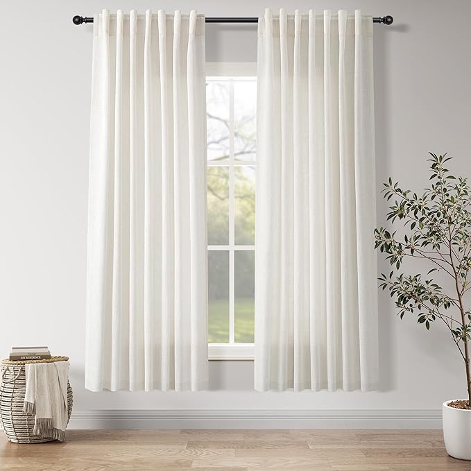 Nanspring Natural Linen Curtains 72 Inches Long by Nanspring