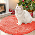 OLANLY Coral Red Round Rugs for Bedroom by OLANLY