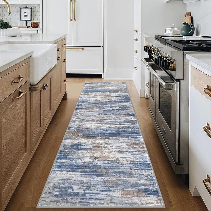 KOZYFLY Modern Abstract Hallway Runner Rug, 2.6x8 Washable Rug Runner Non-Slip - Image 3