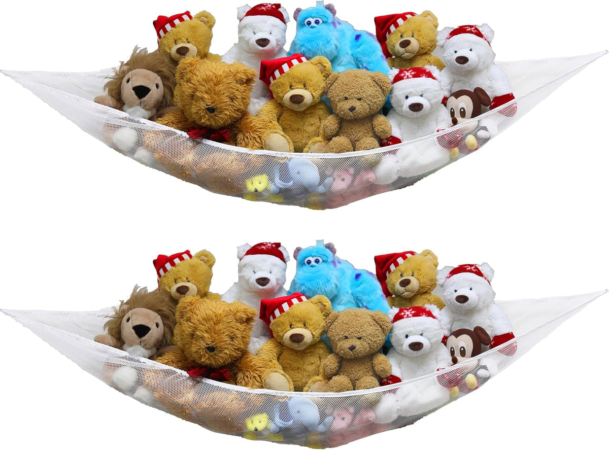 Simple Houseware 2 Pack Stuffed Animal Toy Hammock Net, White