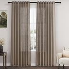 Dark Taupe Linen Curtains 84 Inches Long by Nanspring