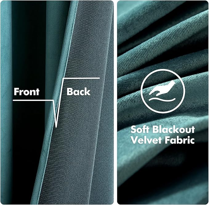 MIULEE 2 Panels Blackout Velvet Curtains Solid Soft Grommet Teal Curtains - Image 4