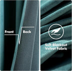 MIULEE 2 Panels Blackout Velvet Curtains Solid Soft Grommet Teal Curtains - Image 3
