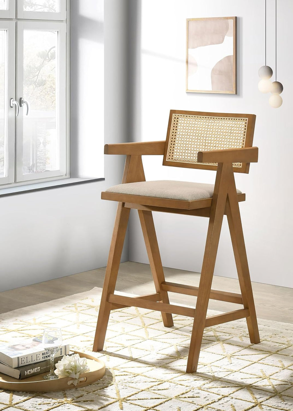 Coaster Kane Dining Room Upholstered Bar Chair Set of 2 Light Walnut 182677