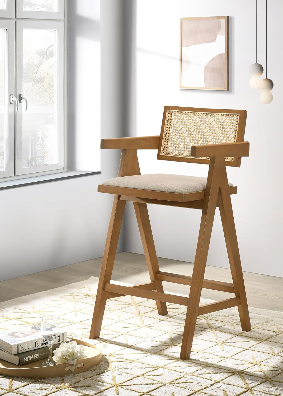 Coaster Kane Dining Room Upholstered Bar Chair Set of 2 Light Walnut 182677