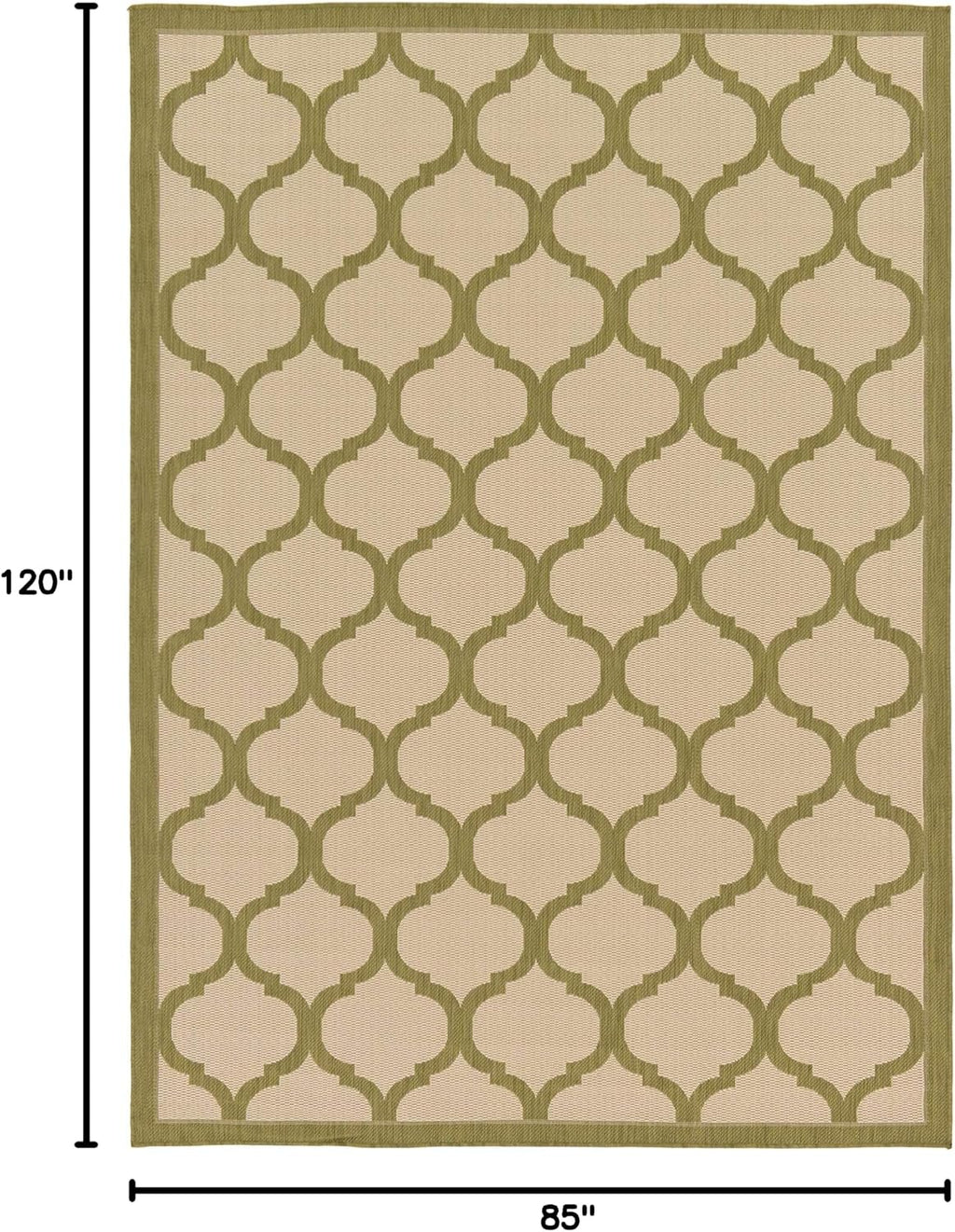 Unique Loom Outdoor Trellis Collection Area Rug - Moroccan (7' 1" x 10' Rectangle, Beige and Olive/ Beige)