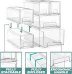 Sorbus Clear Stackable Storage Drawers with Handles (1 Medium + 2 Small)