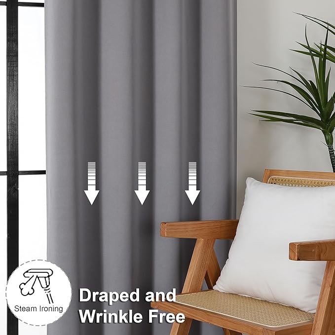 Simplebrand Ava Light Grey Short 36 Inches Blackout Curtain 2 Panels Set - Image 7